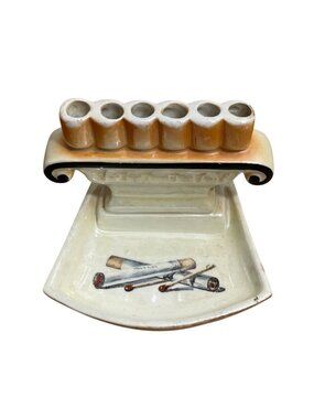 Vintage Ceramic Cigarette Holder and Ashtray Made In Czechoslovakia 1950s Retro